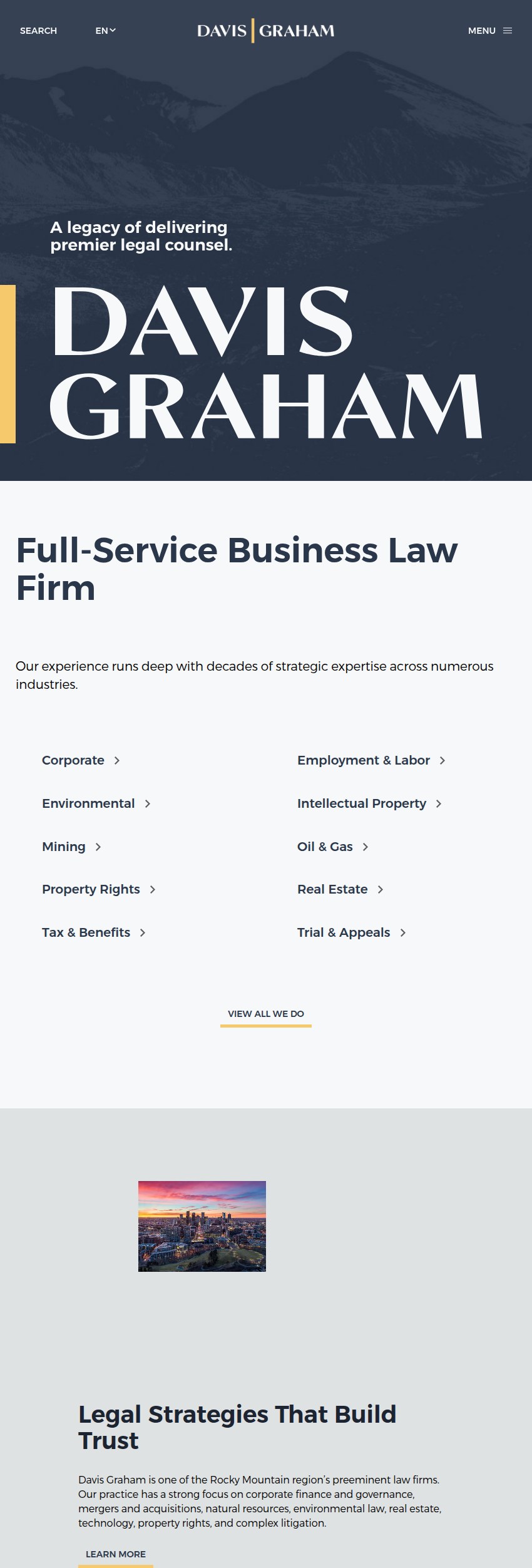 Screenshot of the Davis Graham & Stubbs LLP website