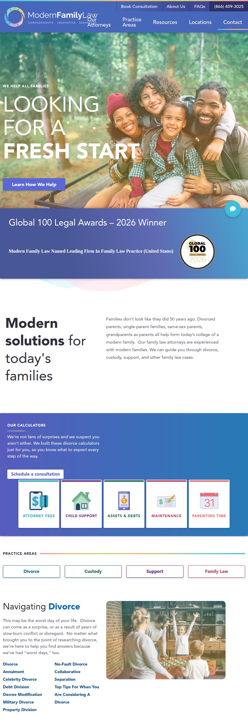 Screenshot of the Modern Family Law website