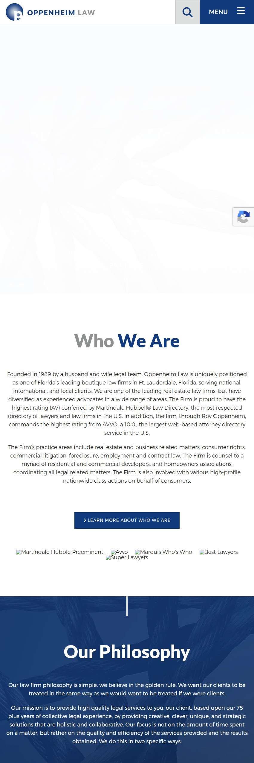 Screenshot of the Oppenheim Law website