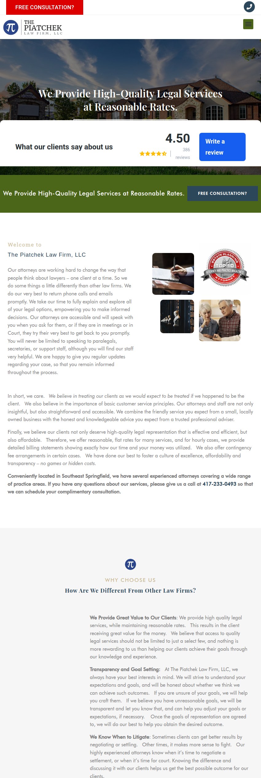 Screenshot of the The Piatchek Law Firm, LLC website