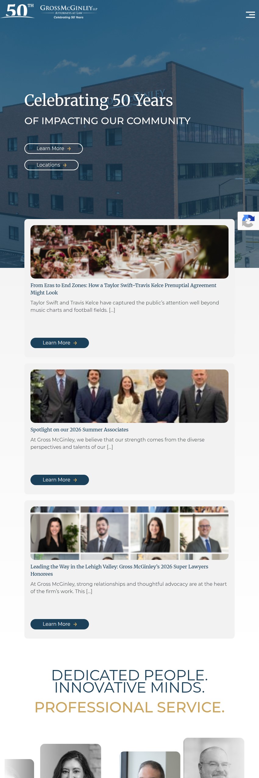 Screenshot of the Gross McGinley, LLP website