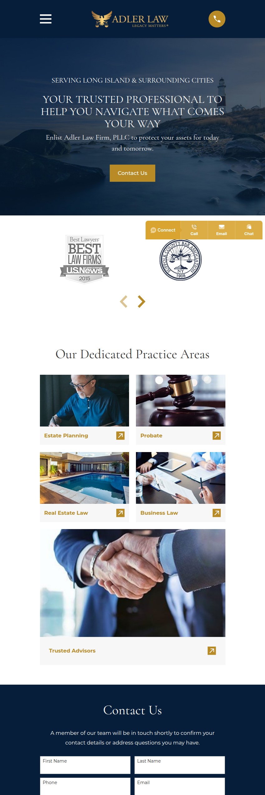 Screenshot of the Adler Law Firm, PLLC website