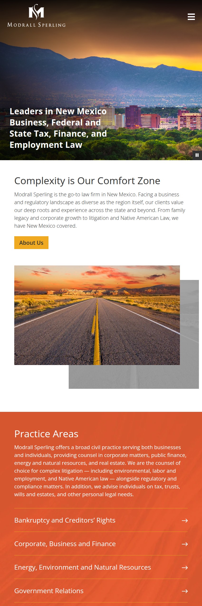 Screenshot of the Modrall Sperling website