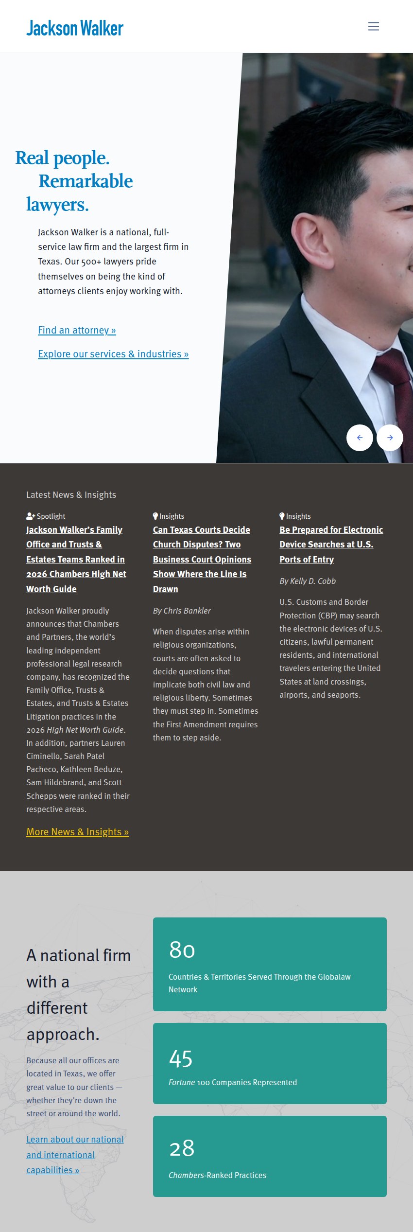 Screenshot of the Jackson Walker LLP website