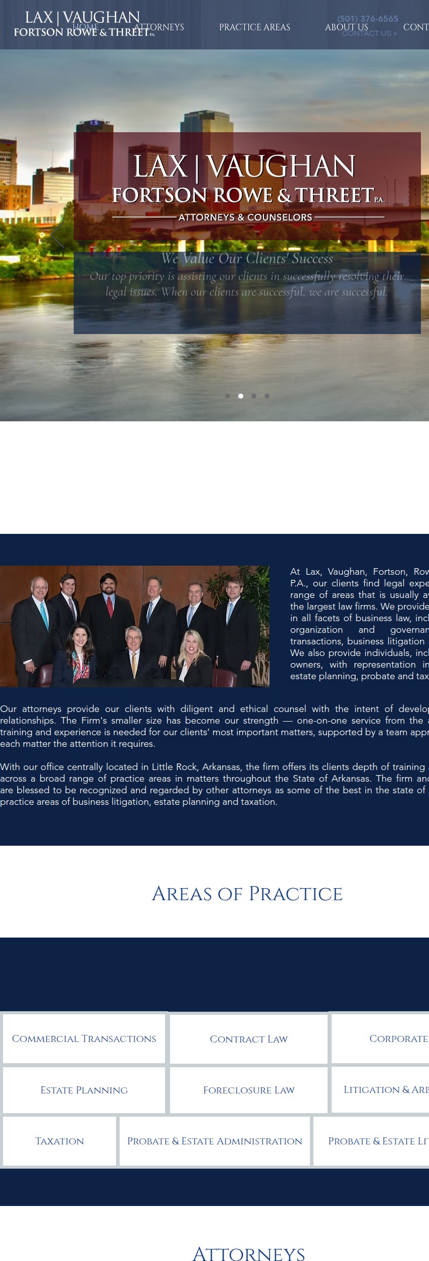 Screenshot of the Lax, Vaughan, Fortson, Rowe & Threet, P.A. website