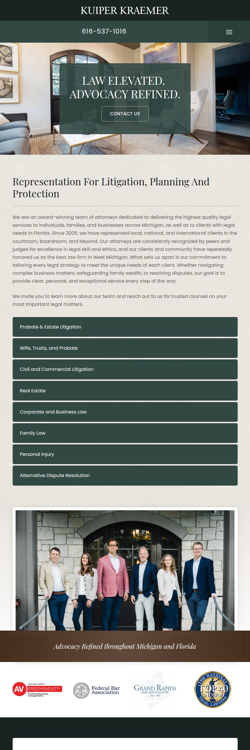 Screenshot of the Kuiper Kraemer PC website