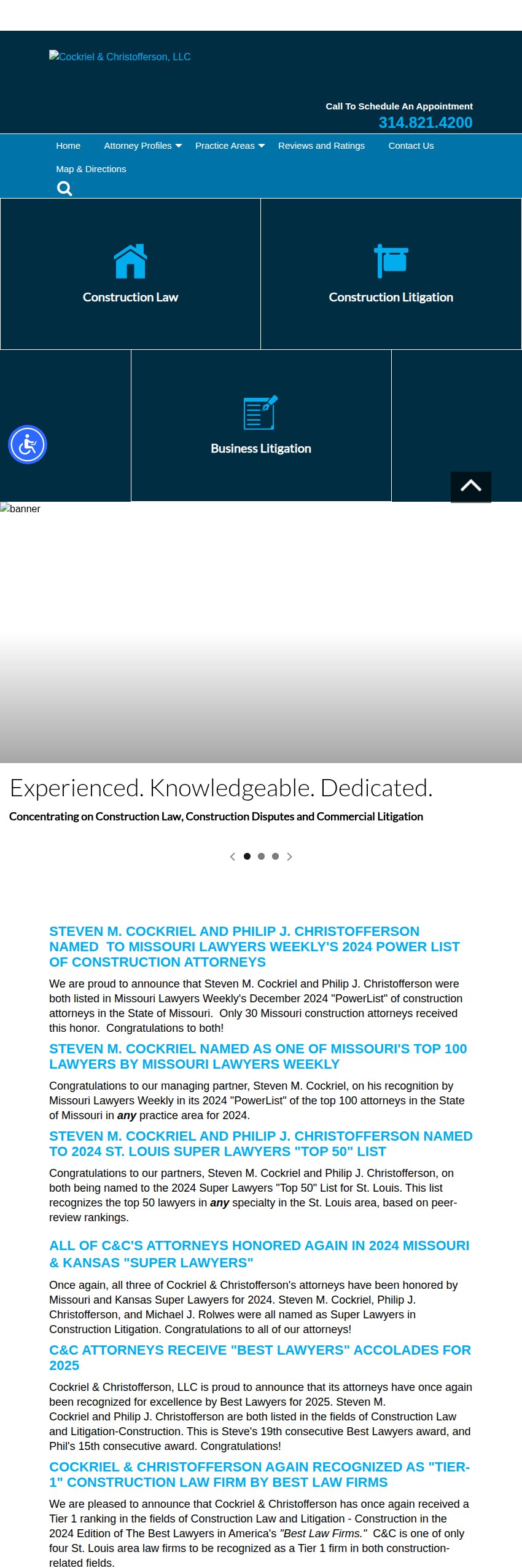 Screenshot of the Cockriel & Christofferson, LLC website