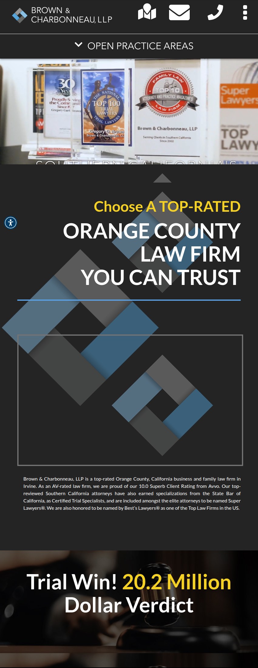 Screenshot of the Brown & Charbonneau, LLP website