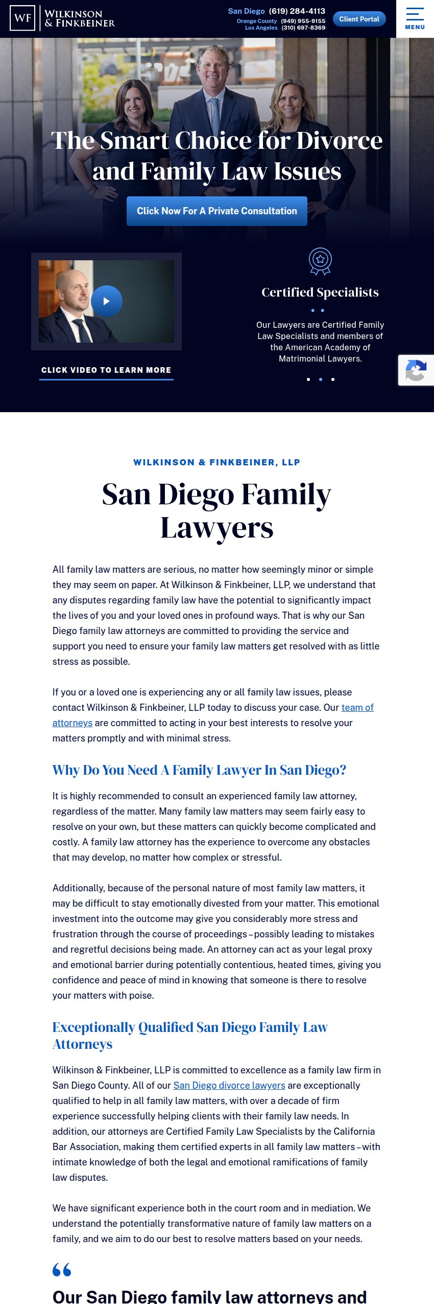 Screenshot of the Wilkinson & Finkbeiner, LLP website