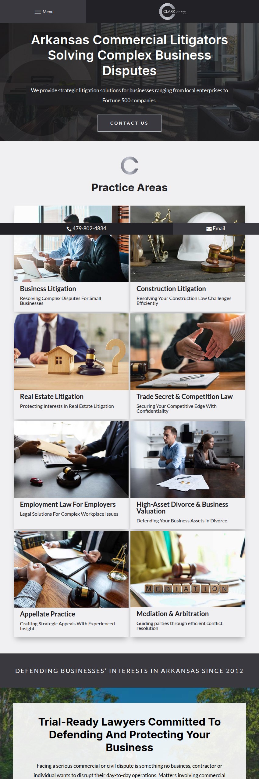 Screenshot of the Clark Law Firm, PLLC website