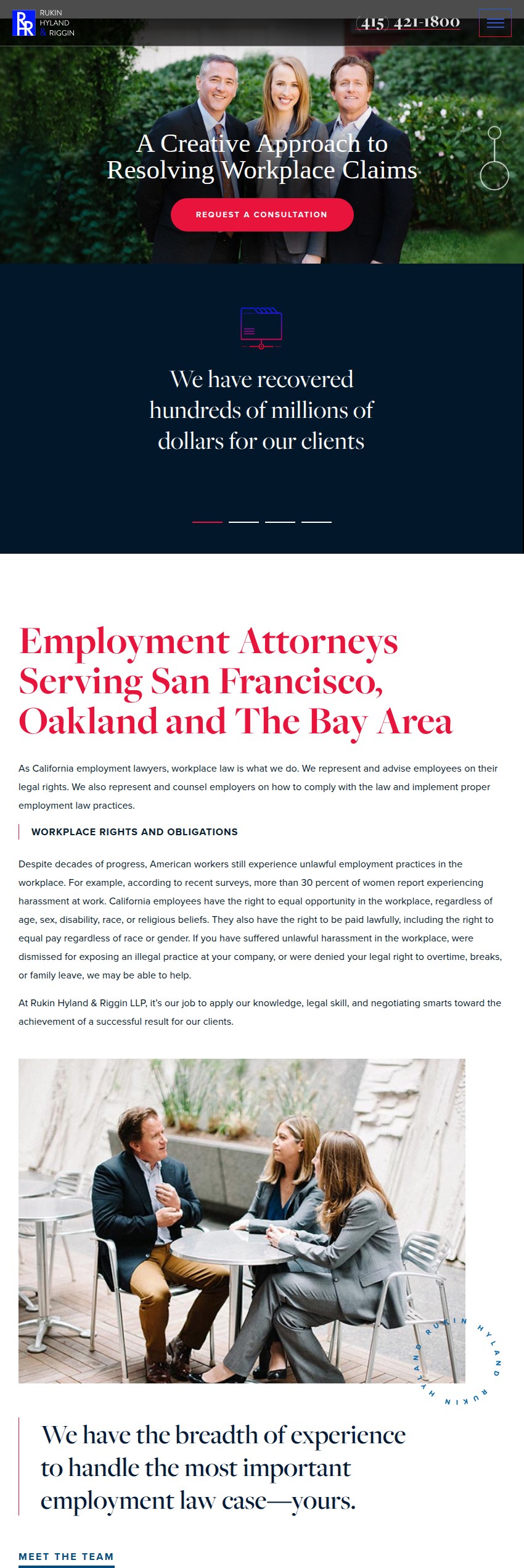 Screenshot of the Rukin Hyland & Riggin LLP website