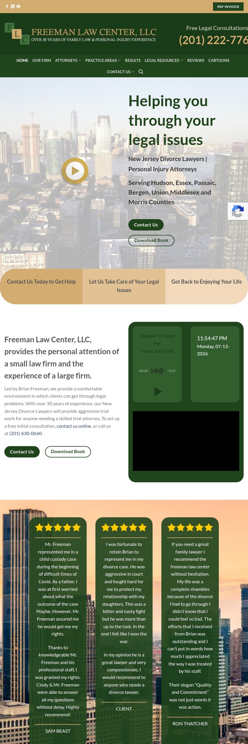 Screenshot of the Freeman Law Center, LLC website