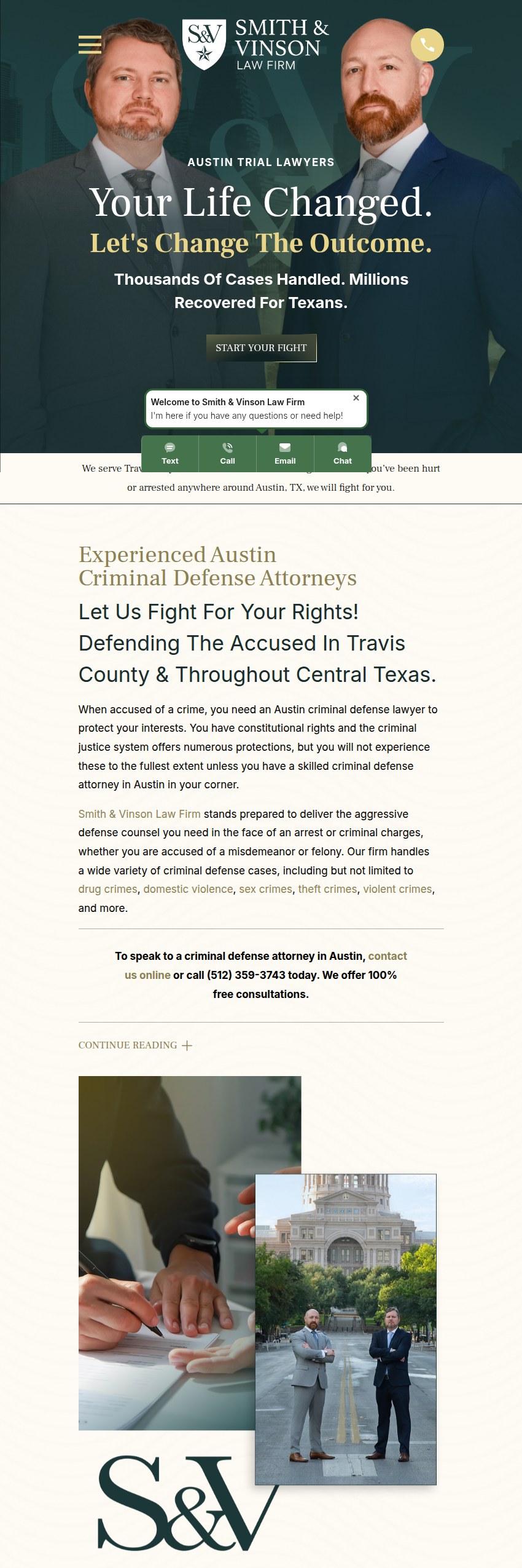 Screenshot of the Smith & Vinson Law Firm website