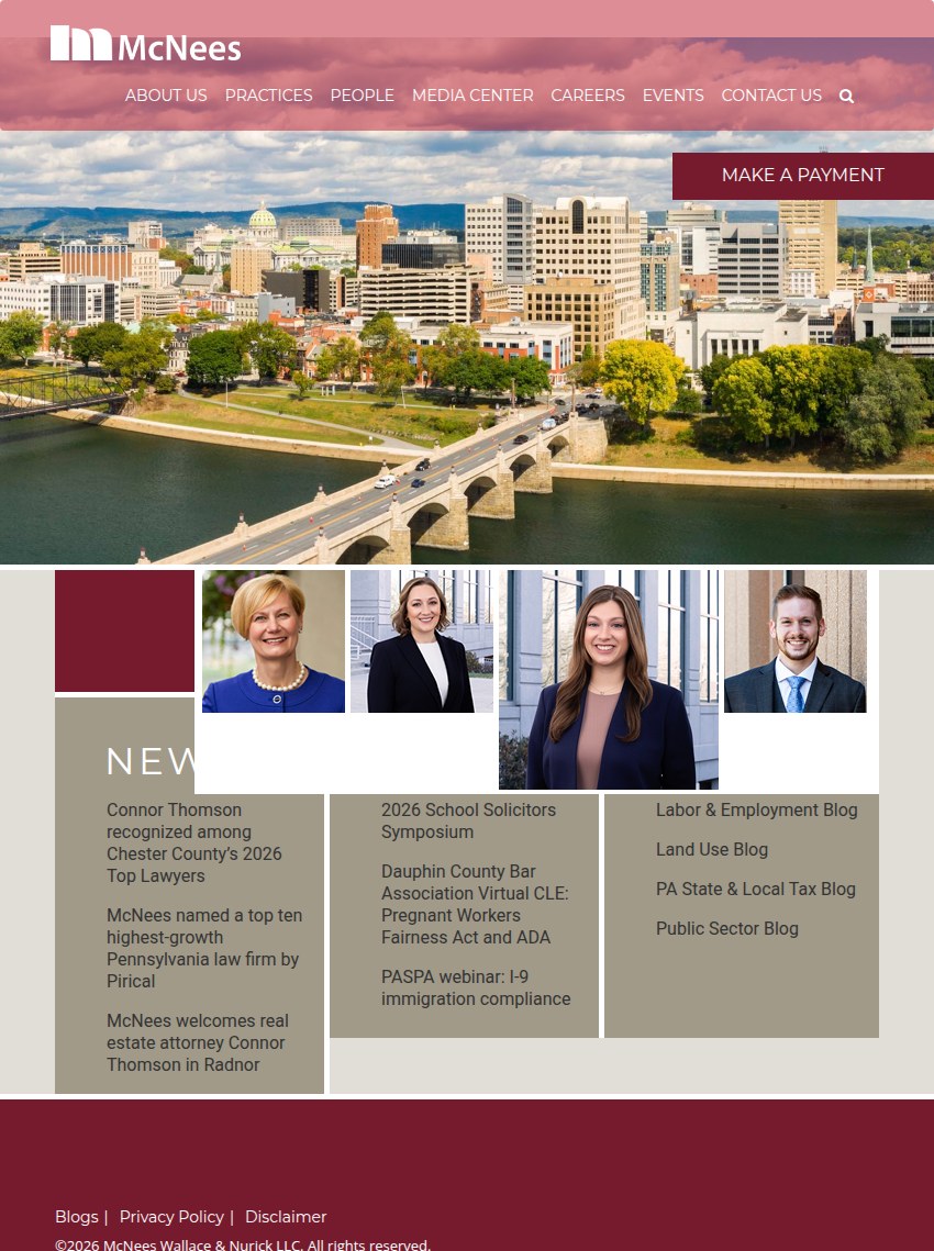 Screenshot of the McNees Wallace & Nurick LLC website