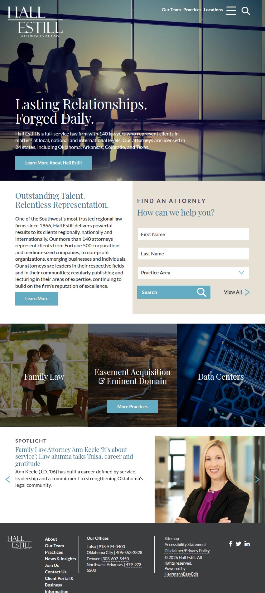Screenshot of the Hall Estill website