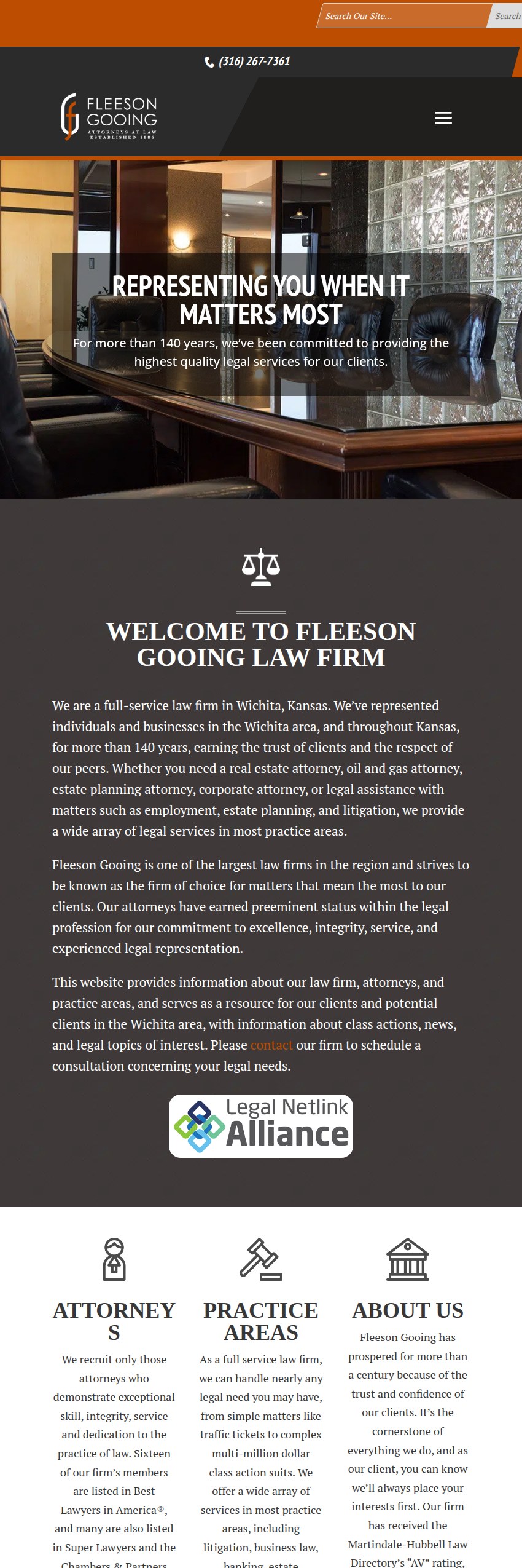 Screenshot of the Fleeson, Gooing, Coulson & Kitch, LLC website