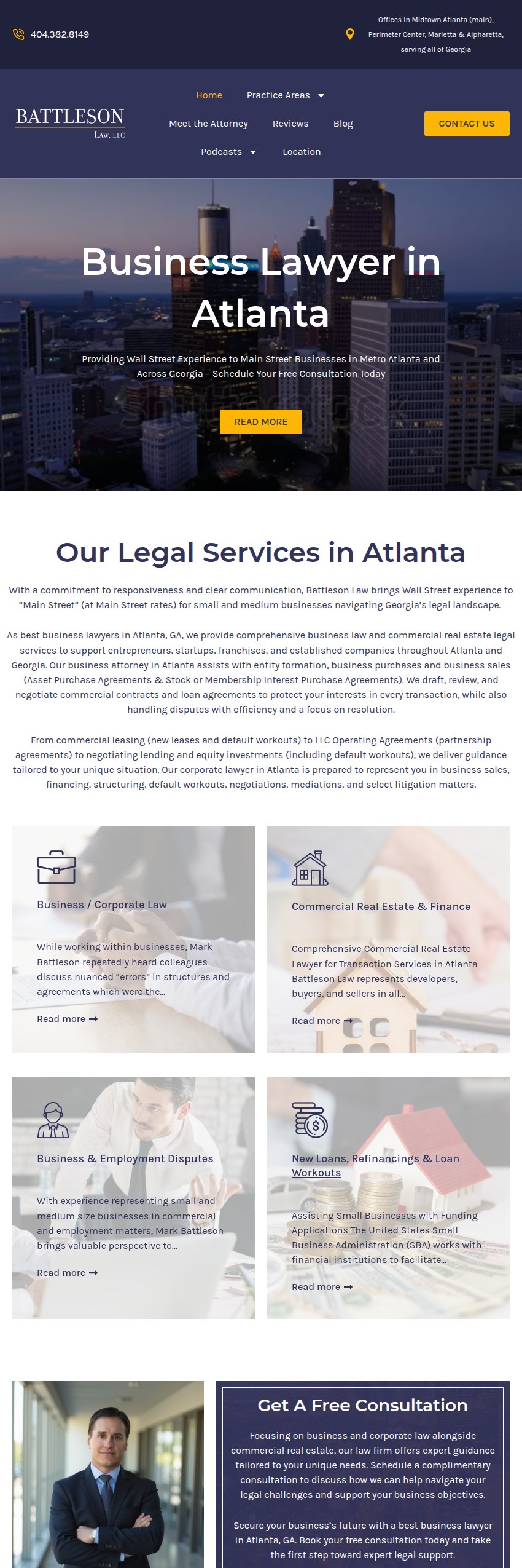 Screenshot of the Battleson Law, LLC website