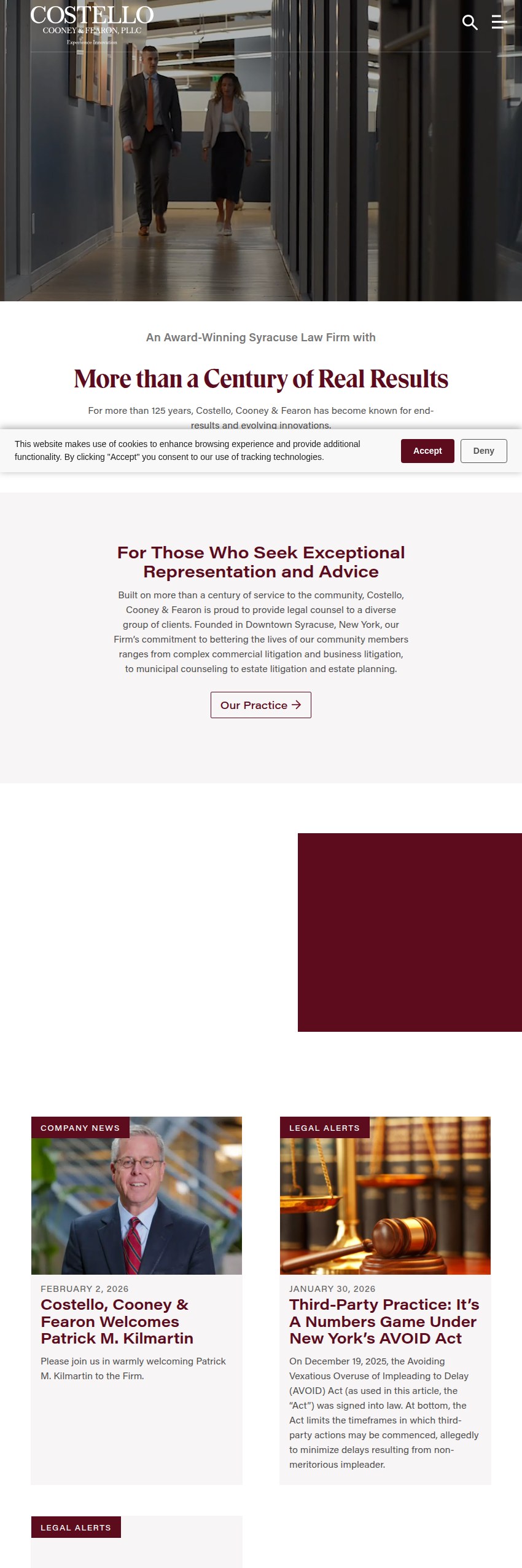 Screenshot of the Costello, Cooney & Fearon, PLLC website