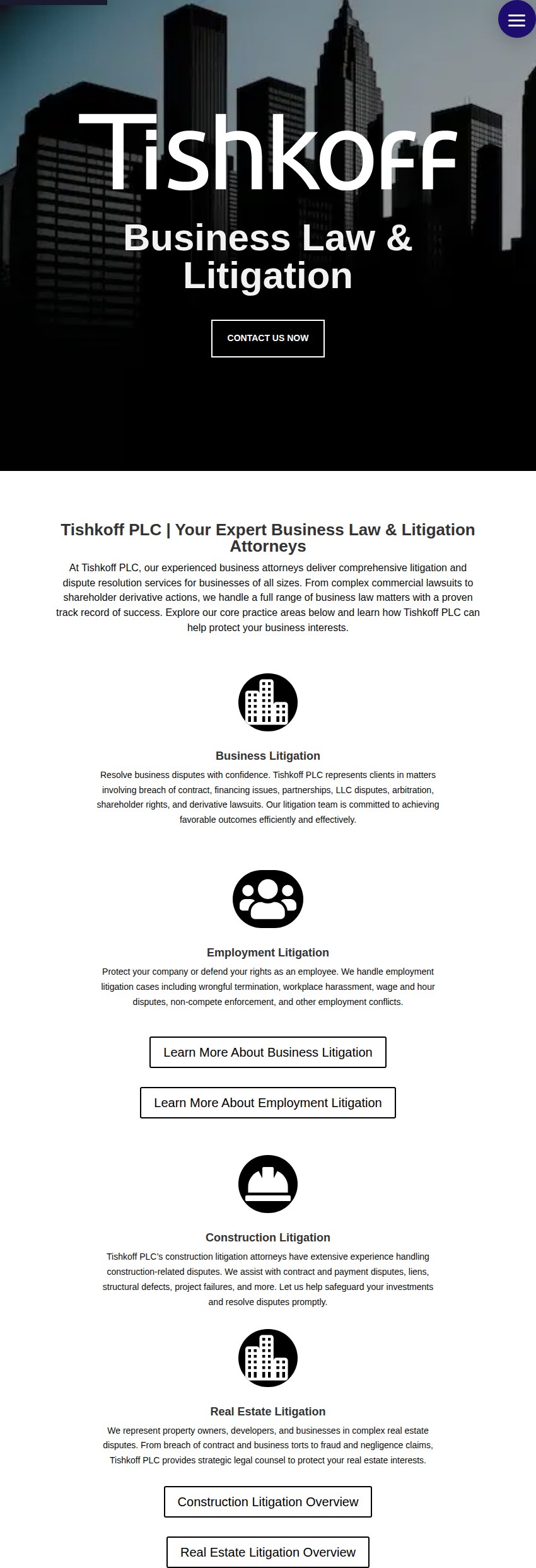 Screenshot of the Tishkoff PLC website