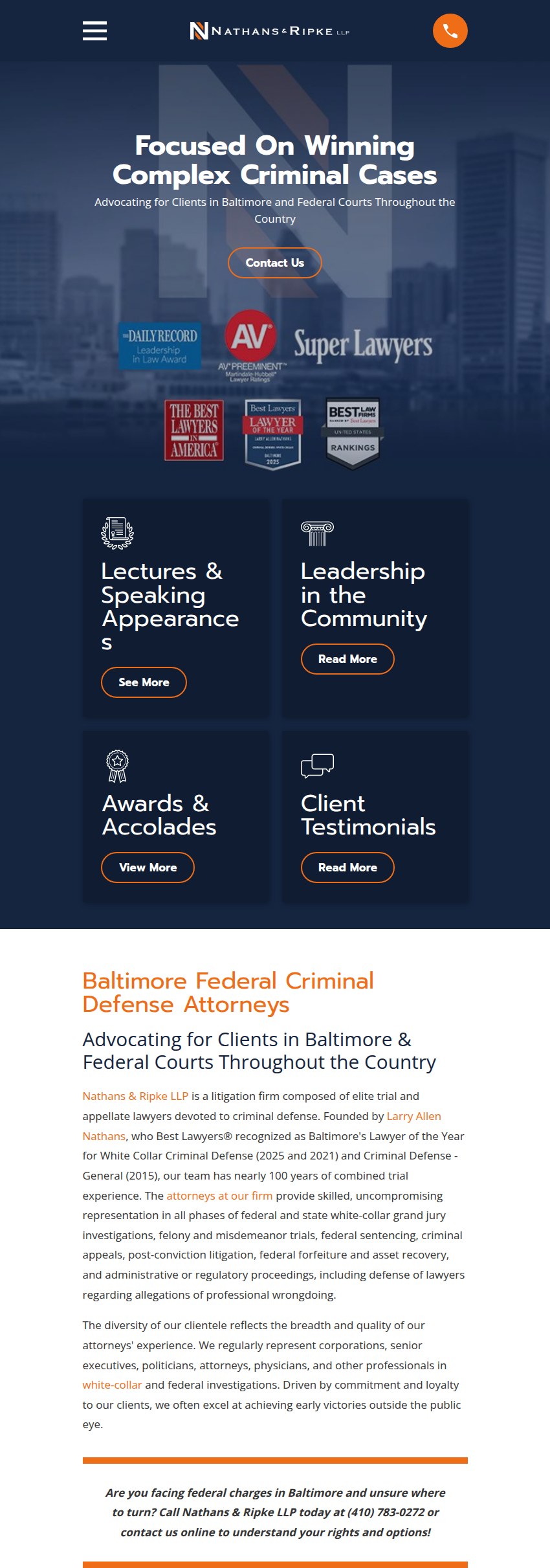 Screenshot of the Nathans & Ripke LLP website