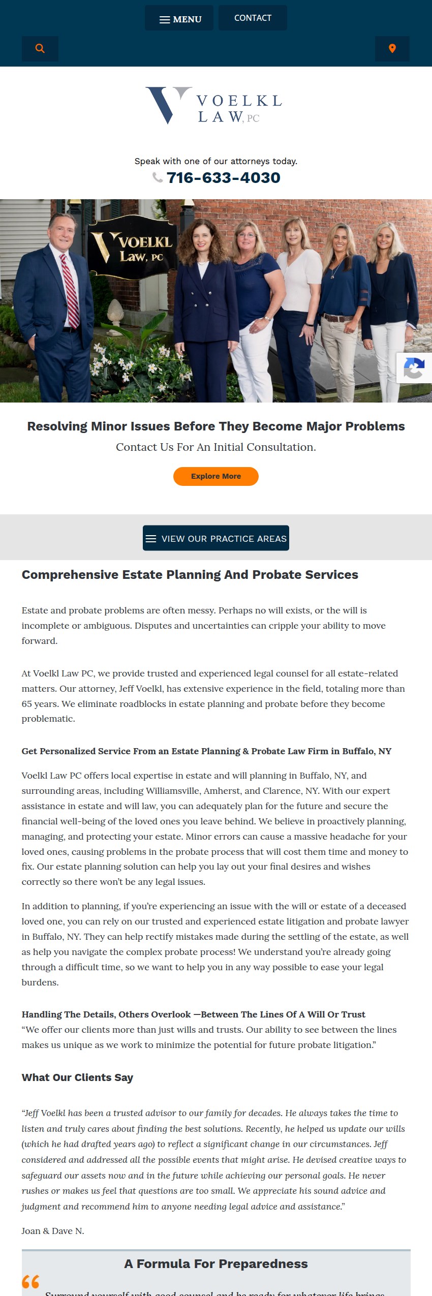 Screenshot of the Voelkl Law PC website