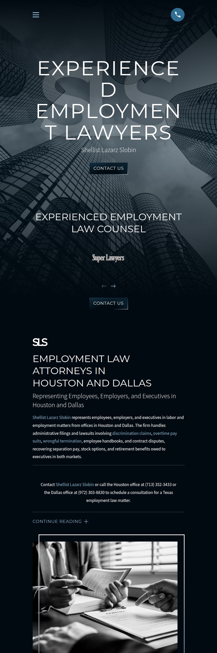 Screenshot of the Shellist Lazarz Slobin LLP website