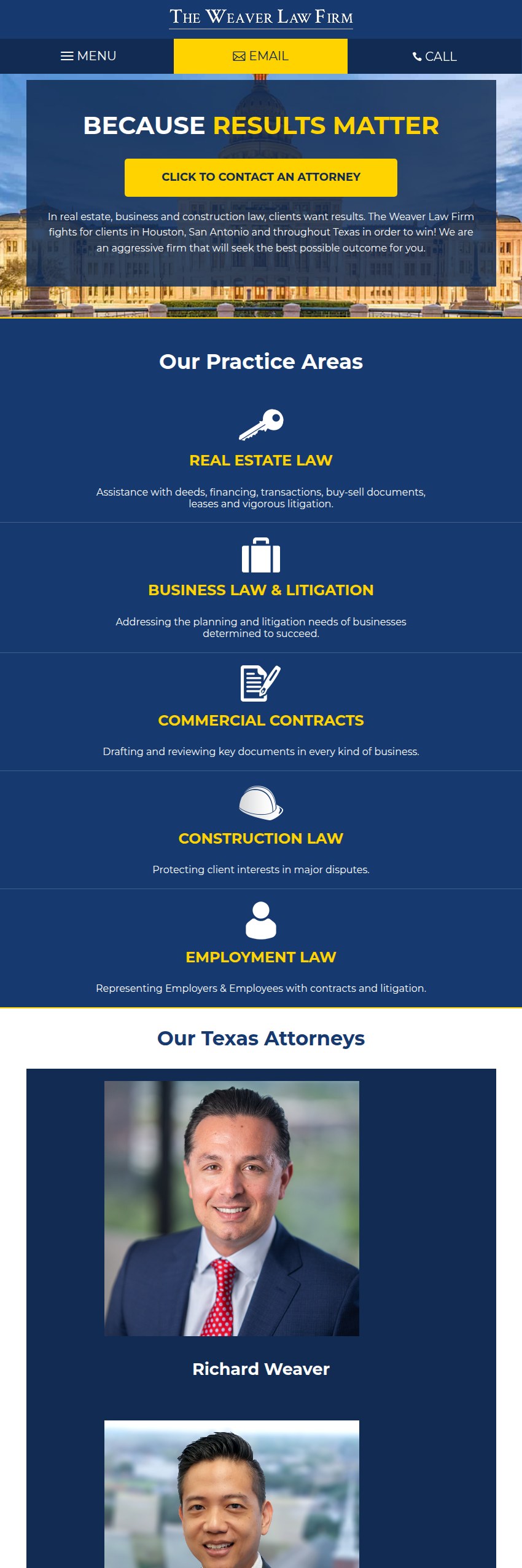 Screenshot of the The Weaver Law Firm website