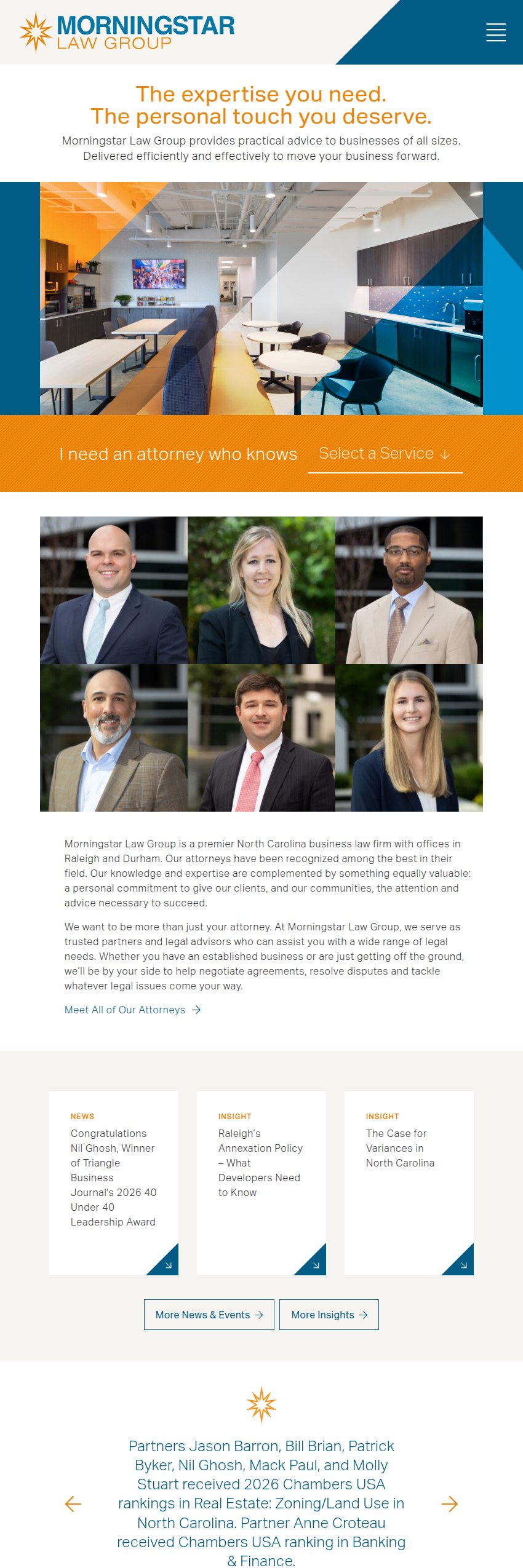 Screenshot of the Morningstar Law Group website
