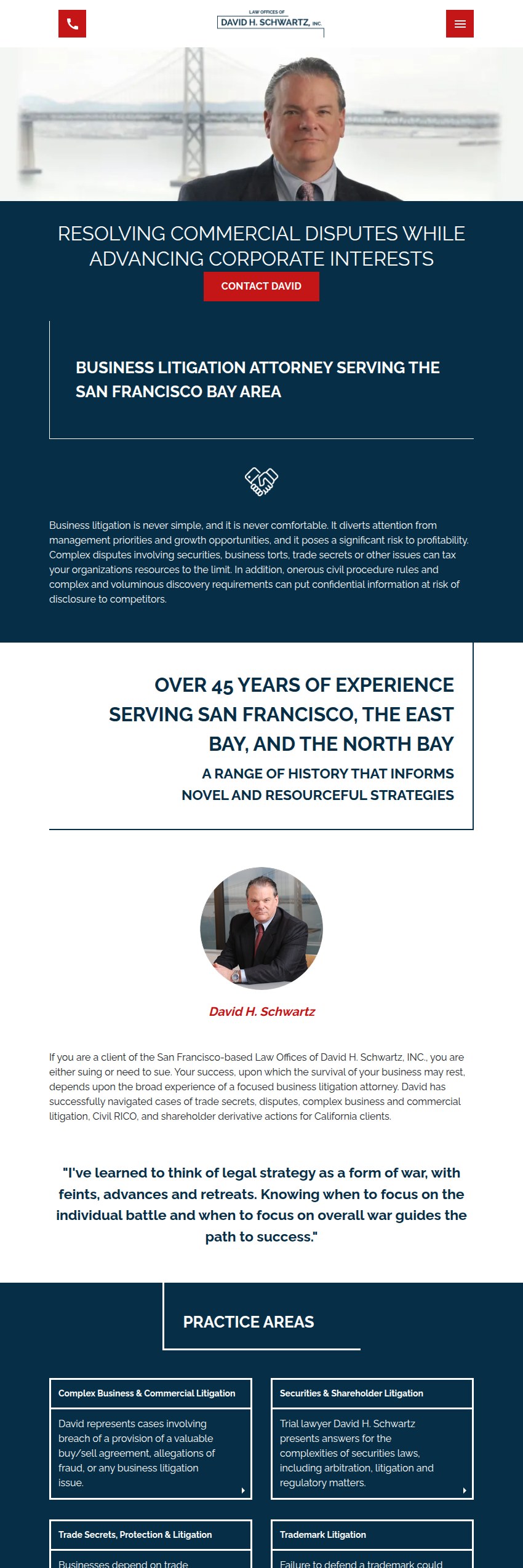Screenshot of the Law Offices of David H. Schwartz, INC. website