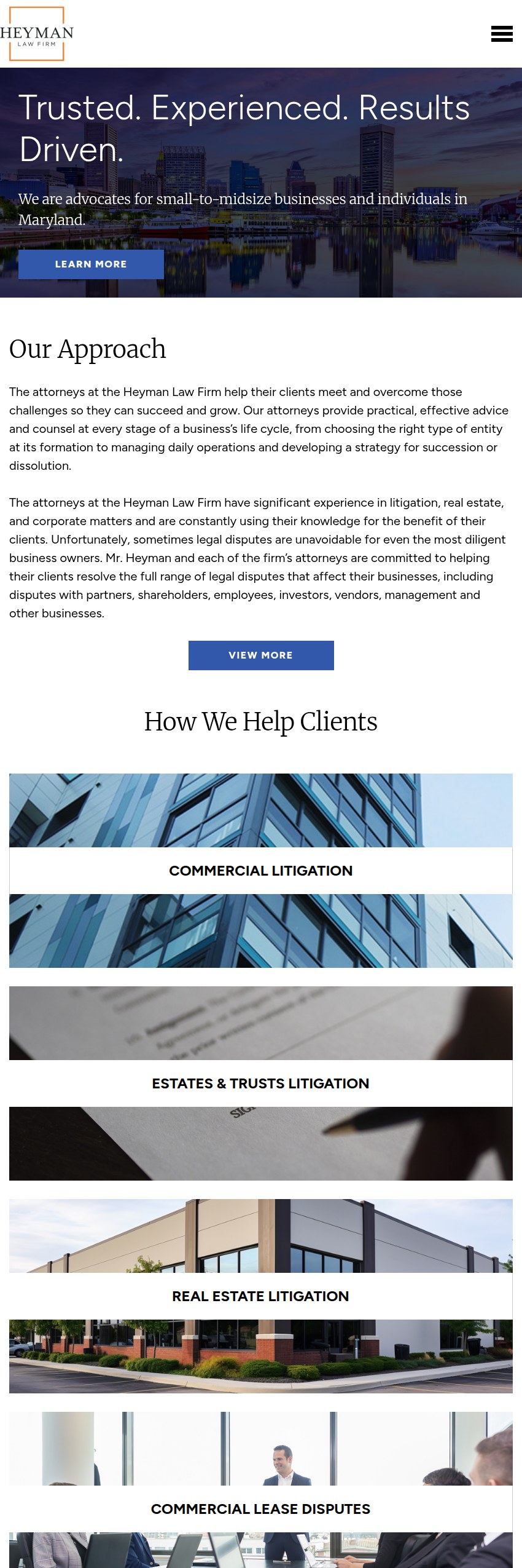 Screenshot of the Heyman Law Firm website
