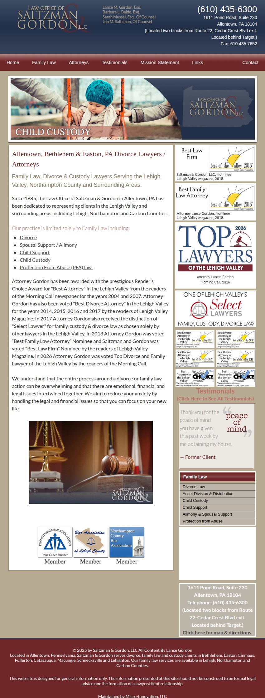 Screenshot of the Saltzman & Gordon, LLC website