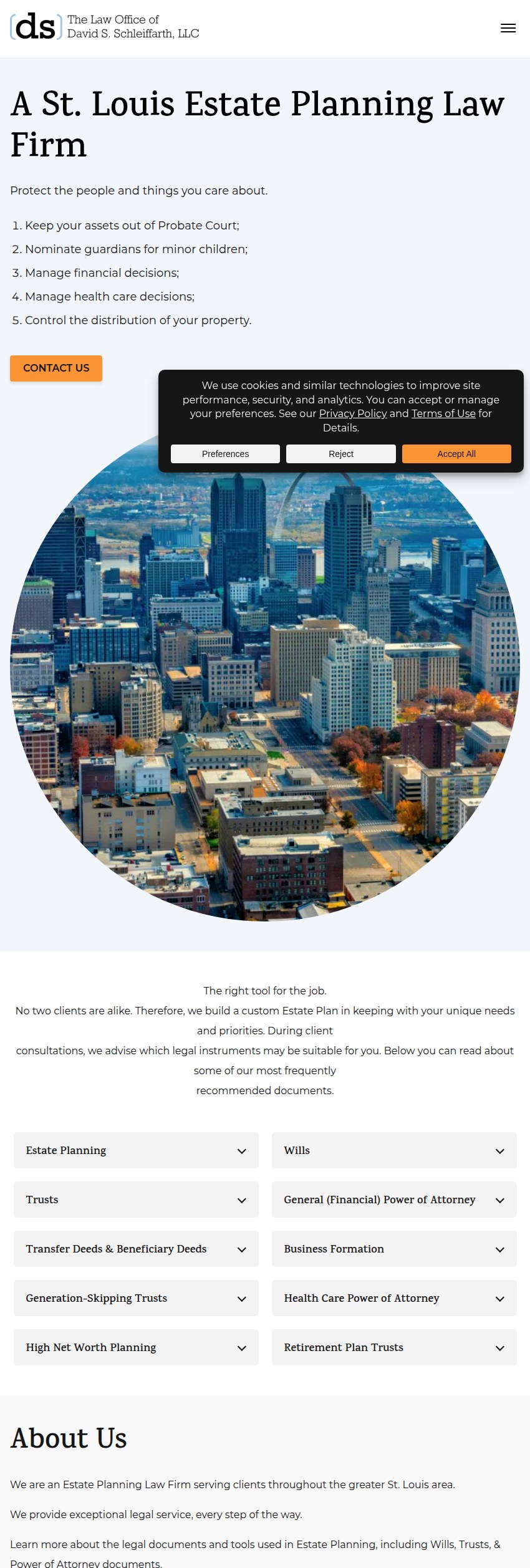 Screenshot of the The Law Office of David S. Schleiffarth, LLC website