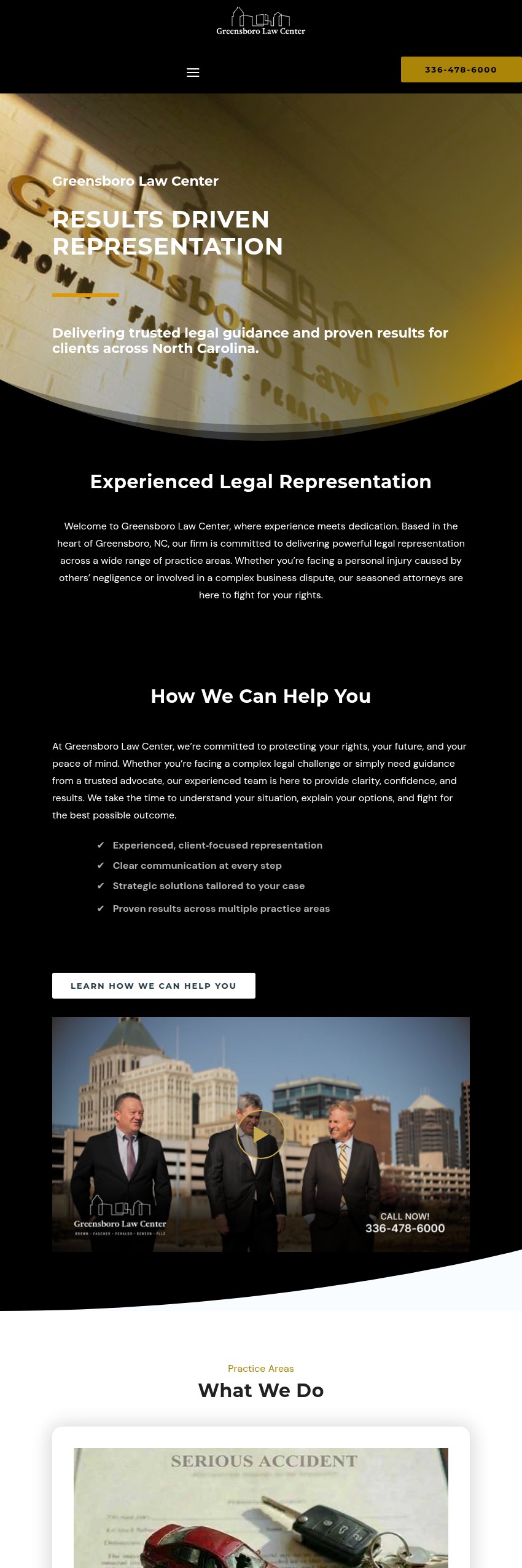 Screenshot of the Greensboro Law Center website