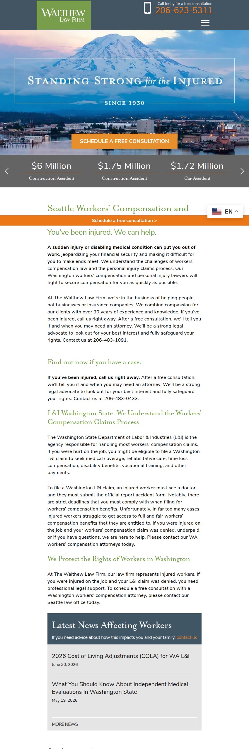 Screenshot of the Walthew Law Firm website
