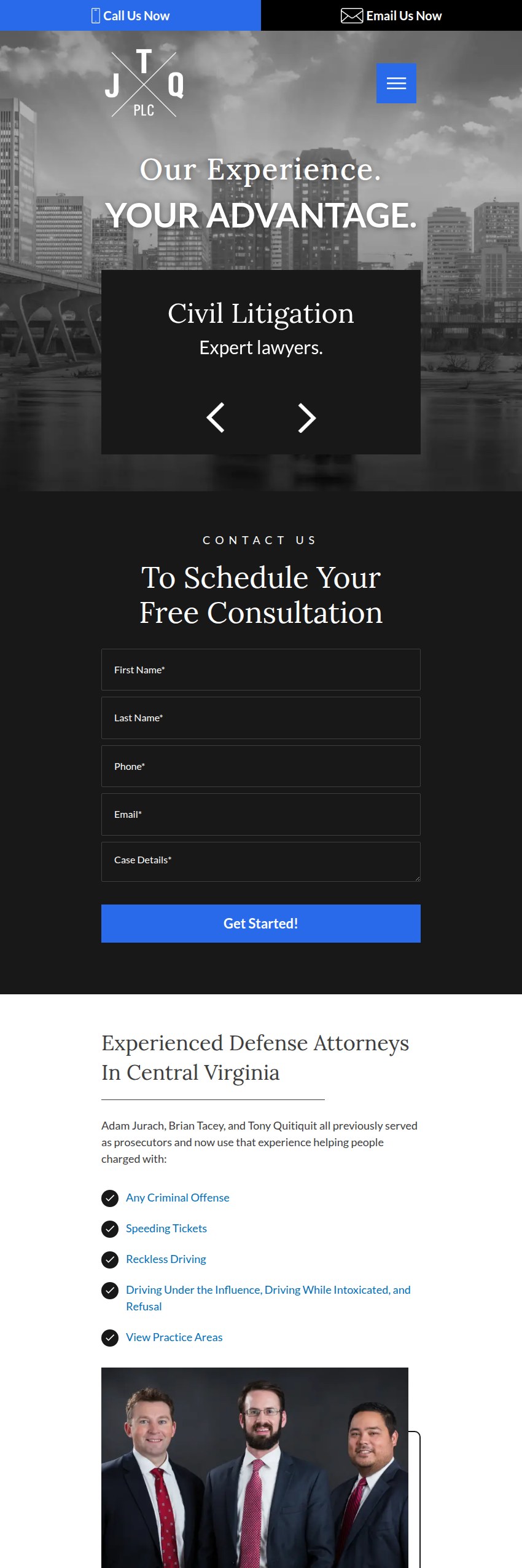 Screenshot of the Jurach, Tacey & Quitiquit, PLC website