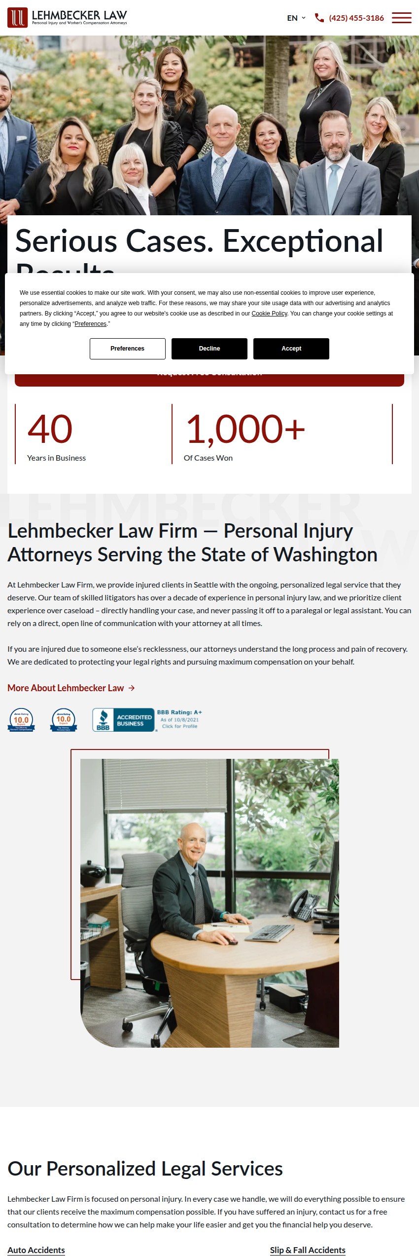 Screenshot of the Lehmbecker Law Firm website
