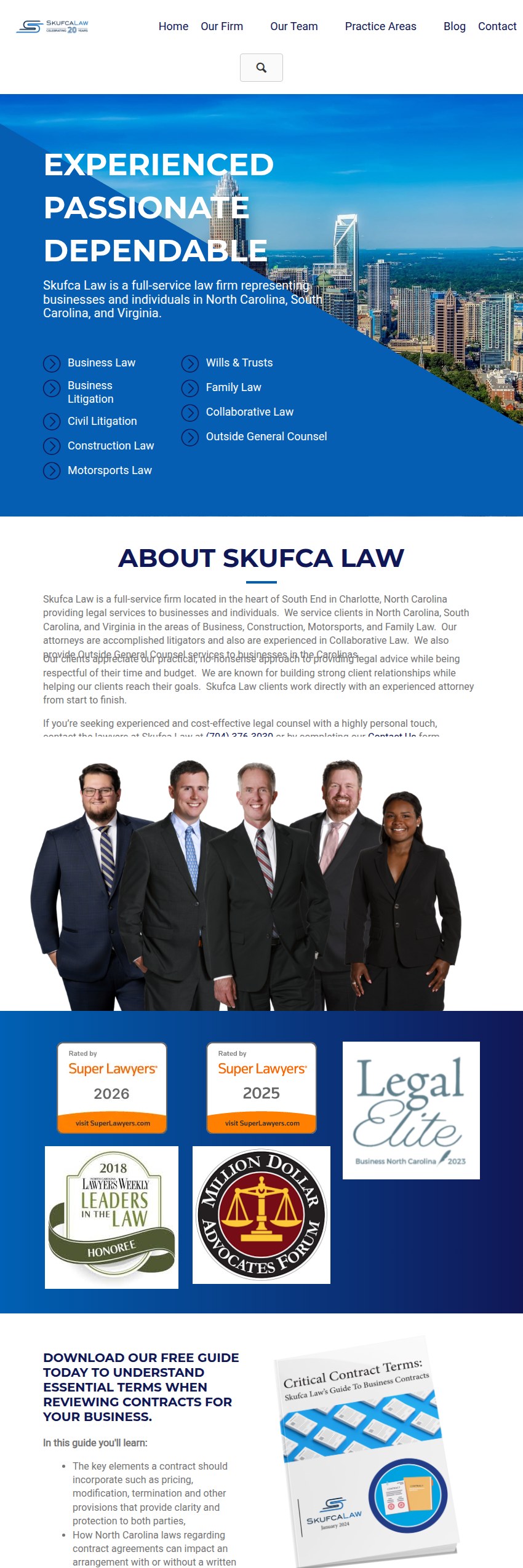 Screenshot of the Skufca Law, PLLC website