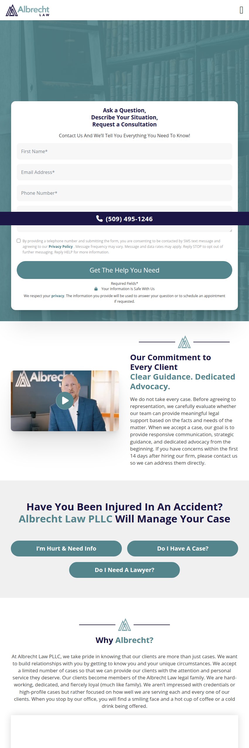 Screenshot of the The Albrecht Law PLLC website