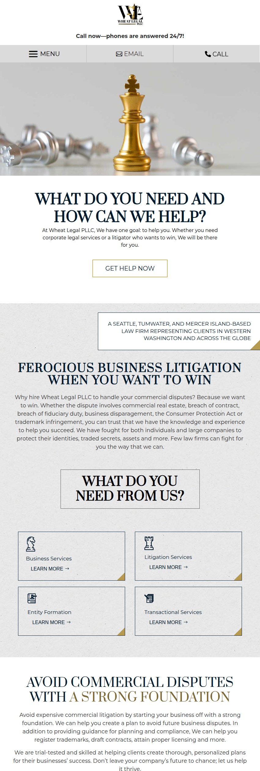 Screenshot of the Wheat Legal PLLC website