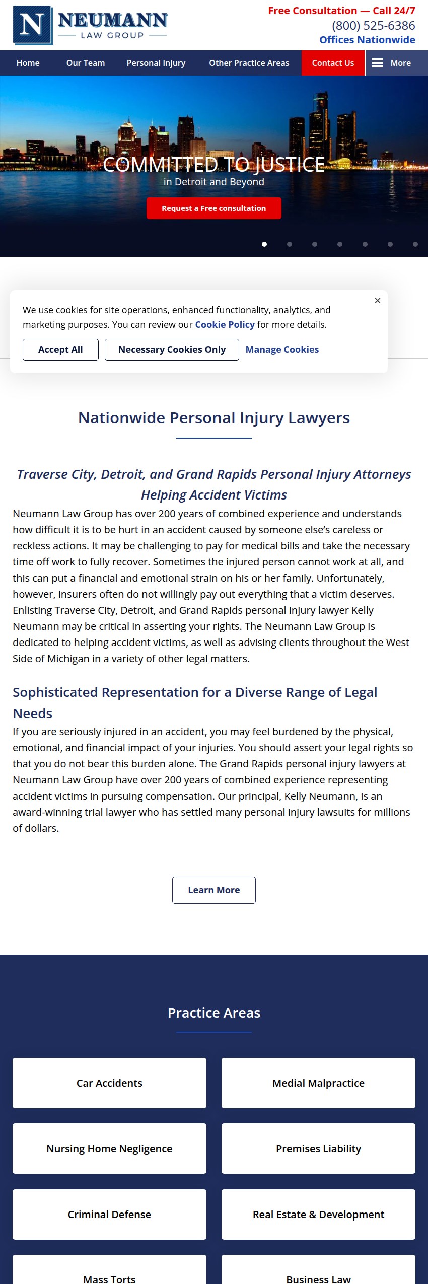 Screenshot of the Neumann Law Group website