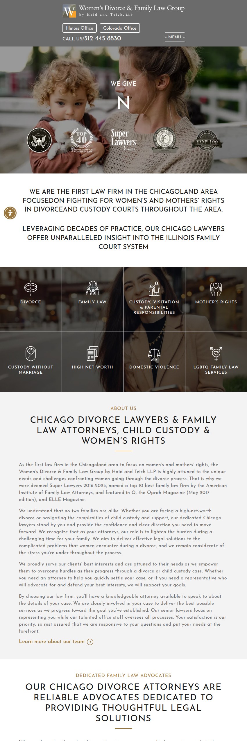 Screenshot of the Haid and Teich LLP website