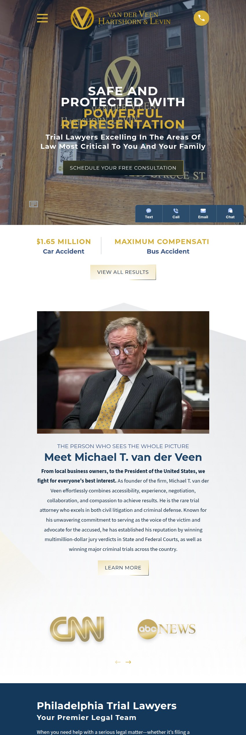 Screenshot of the van der Veen, Hartshorn & Levin website