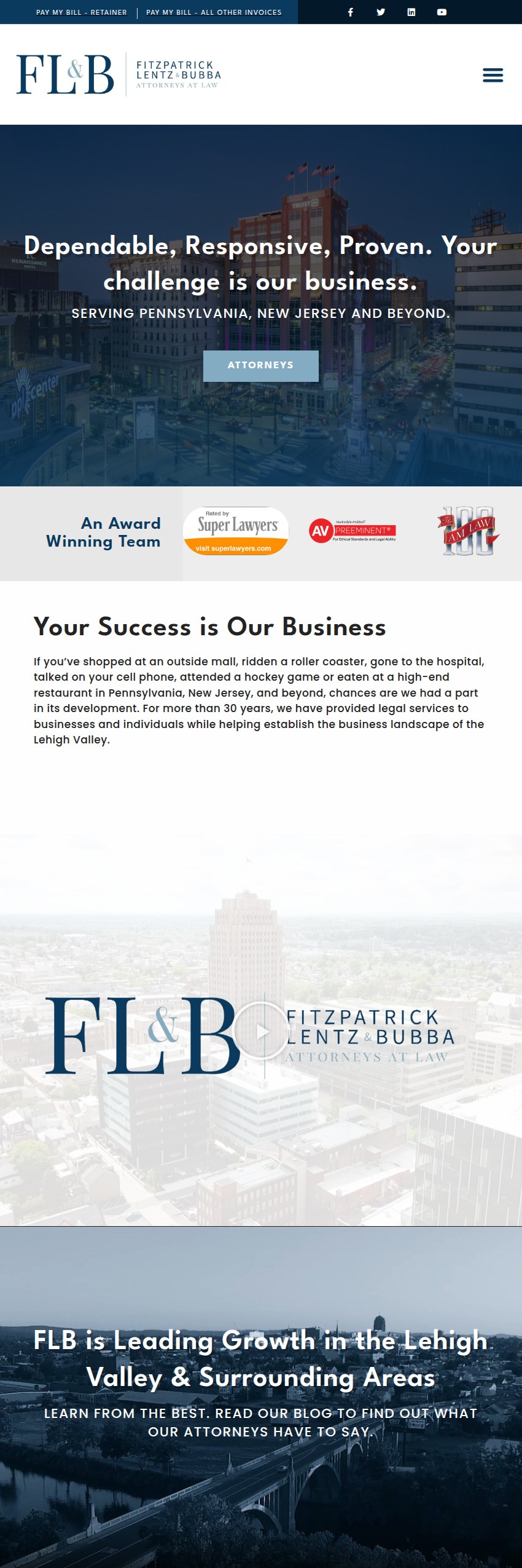 Screenshot of the Fitzpatrick Lentz & Bubba website