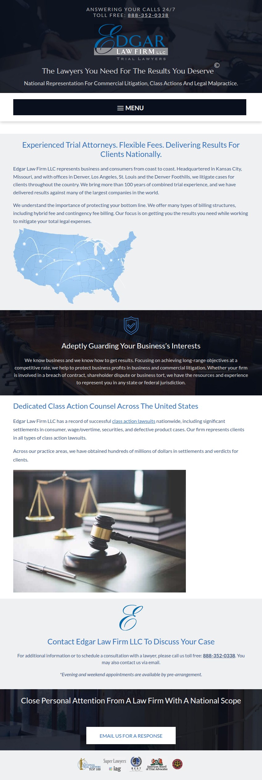 Screenshot of the Edgar Law Firm LLC website