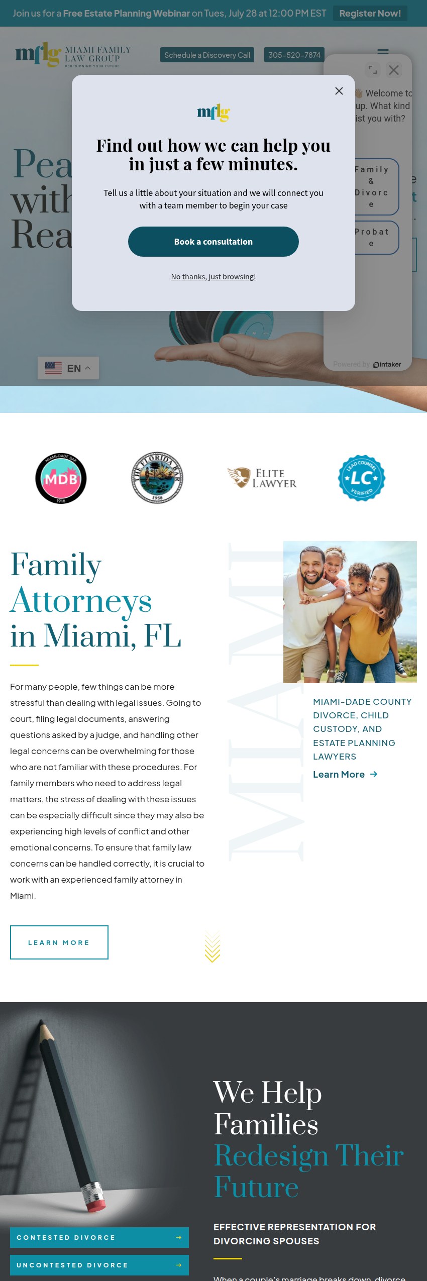 Screenshot of the Miami Family Law Group, PLLC website