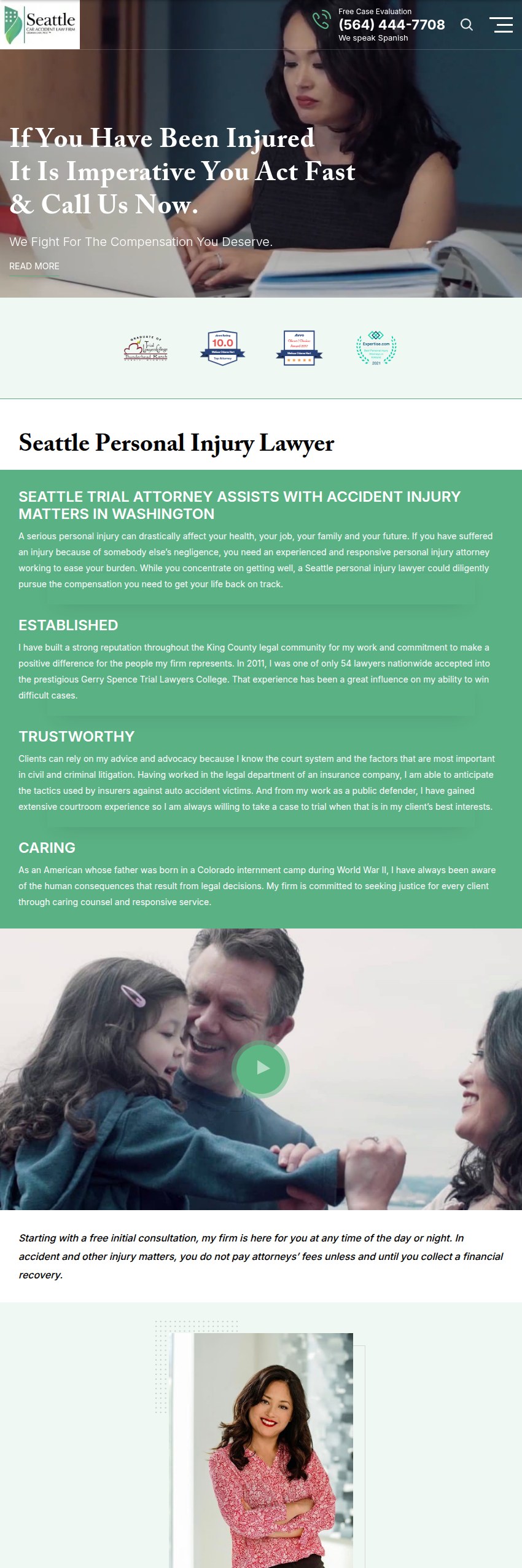 Screenshot of the Seattle Car Accident Law Firm, PLLC website