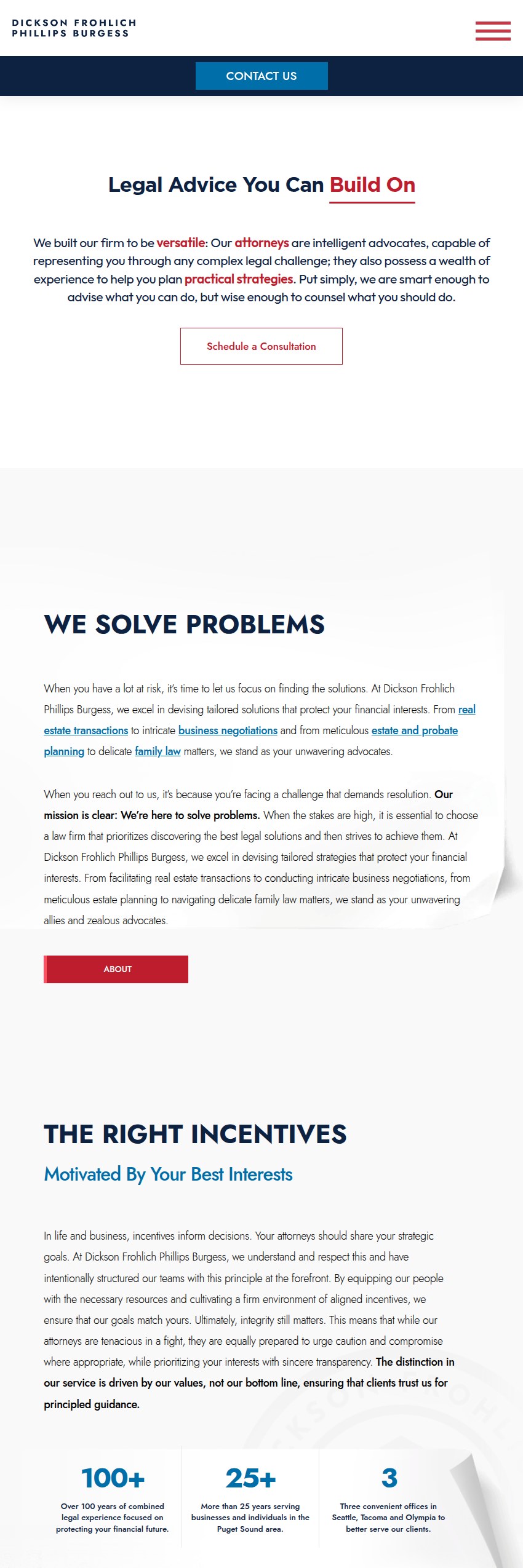 Screenshot of the Dickson Frohlich Phillips Burgess website
