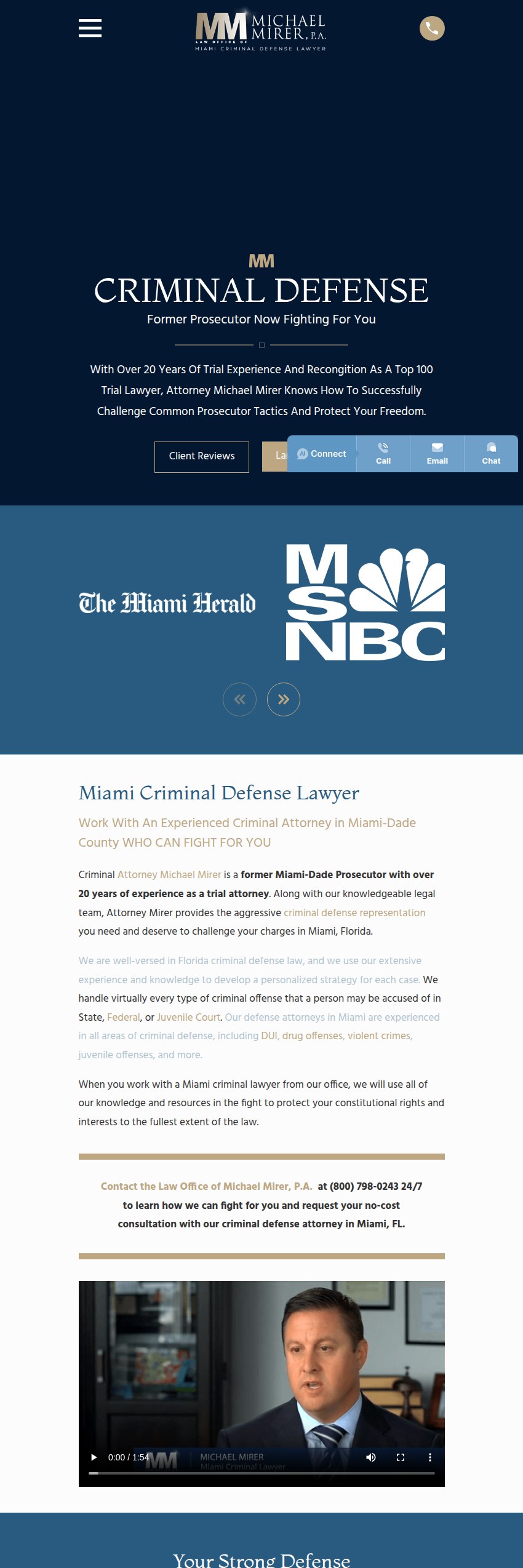Screenshot of the Law Office of Michael Mirer, P.A. website