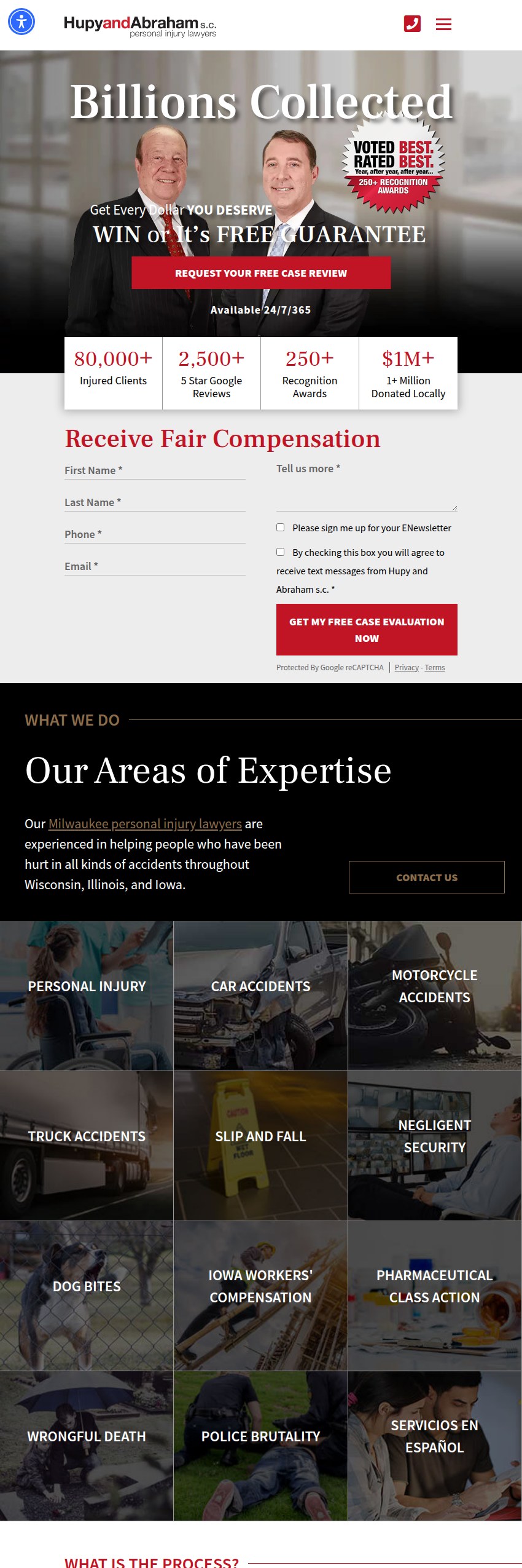 Screenshot of the Hupy and Abraham, S.C. website