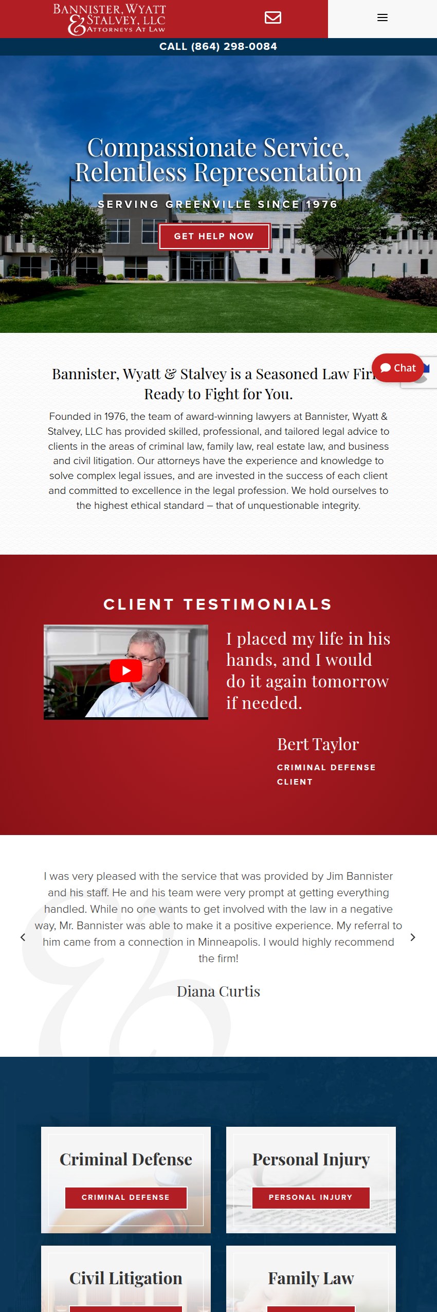 Screenshot of the Bannister, Wyatt & Stalvey, LLC website